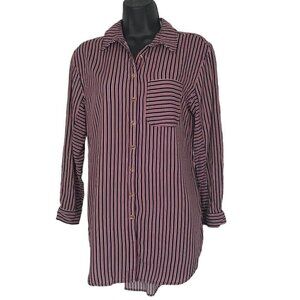 MAEVE Striped Button Down Shirt  Size S